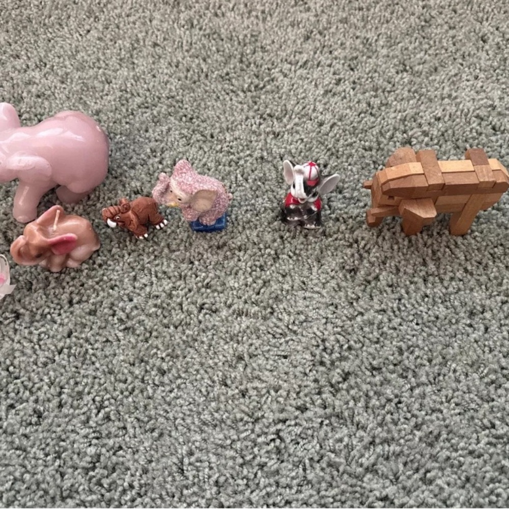Pink Elephant Figurine Set
